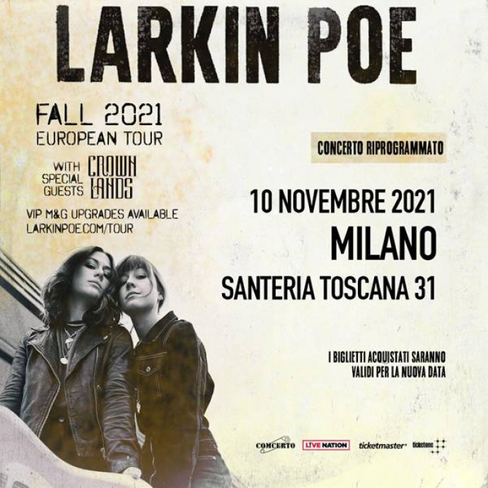 Larkin Poe: posticipato a novembre 2021 il loro concerto a Milano!